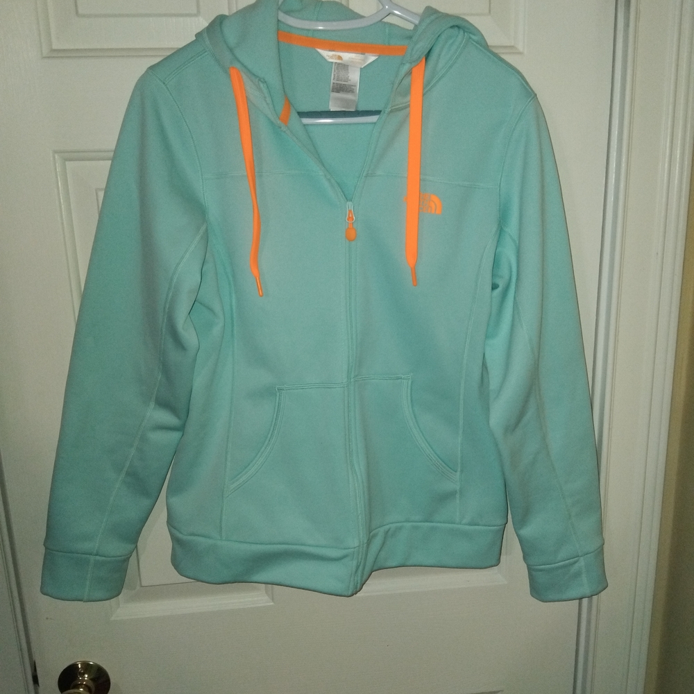 The North Face Green Jacket with Orange Logo